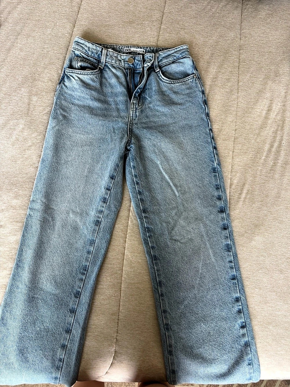 Zara High-Rise Straight Leg Jeans Straight Leg Jeans in Blue Waist 2